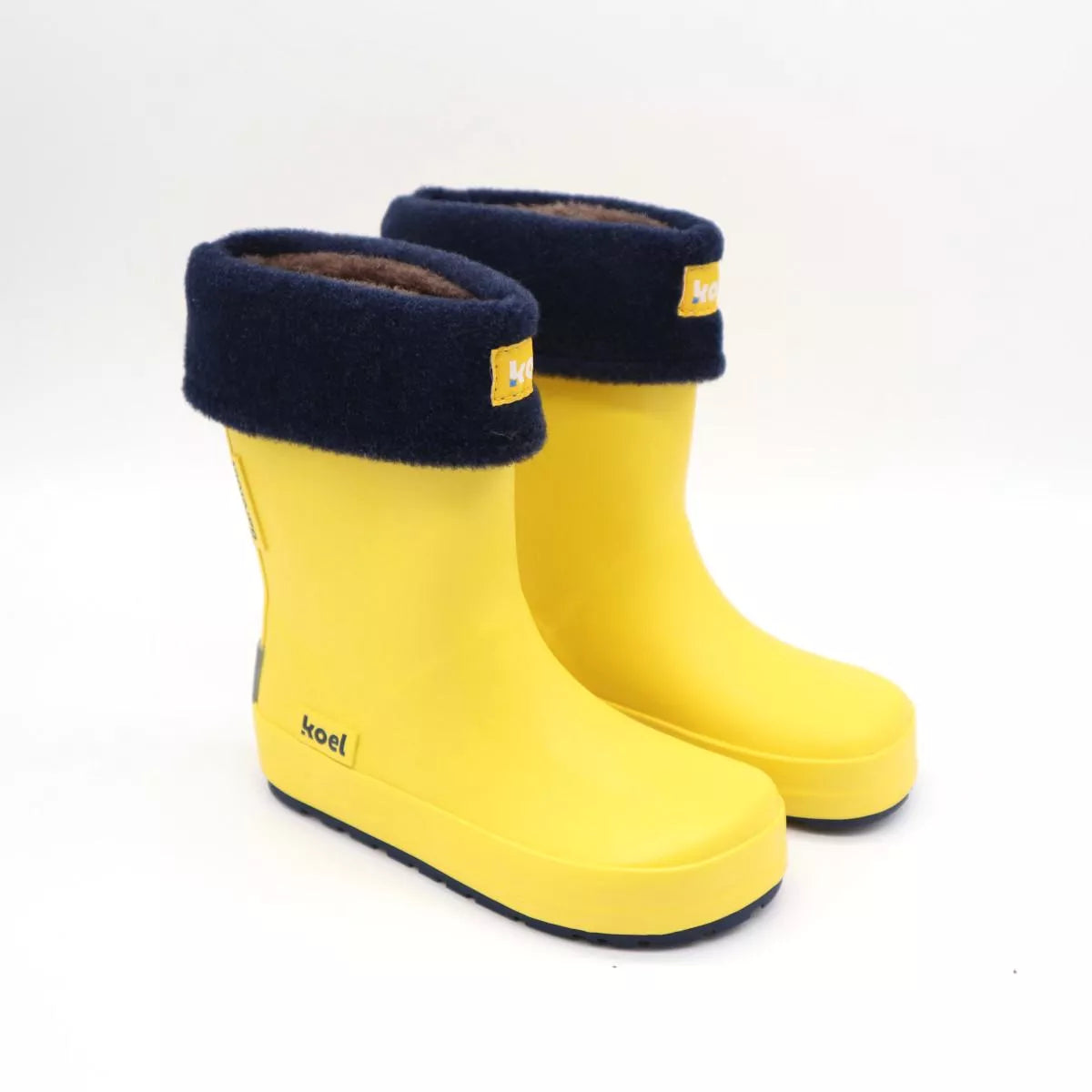 Wellie Bare Boots with socks (yellow & navy)