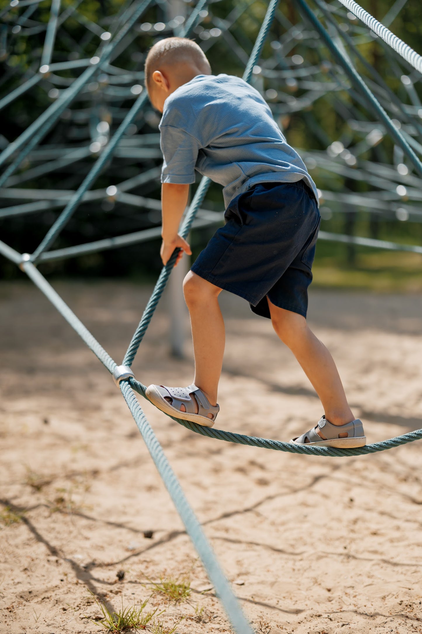 Barefoot Leather Sandals for Kids "Sanderling NEW" (grey)