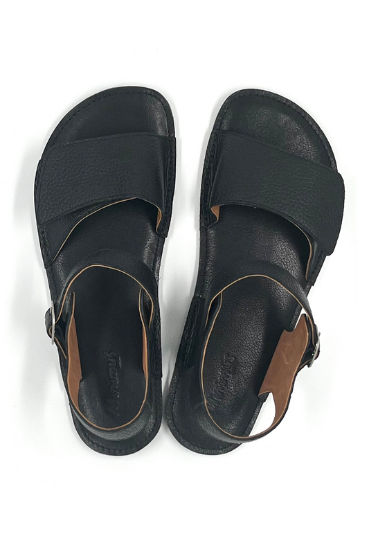 Barefoot Leather Sandals ''Heron'' (black)