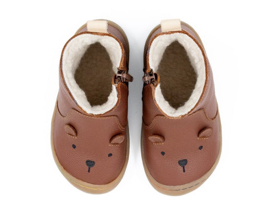 Barefoot Leather Winter Boots for Kids "Bear Boots" (tan)