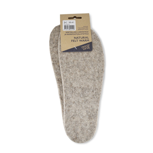 Natural felt warm insoles for wider and barefoot shoes
