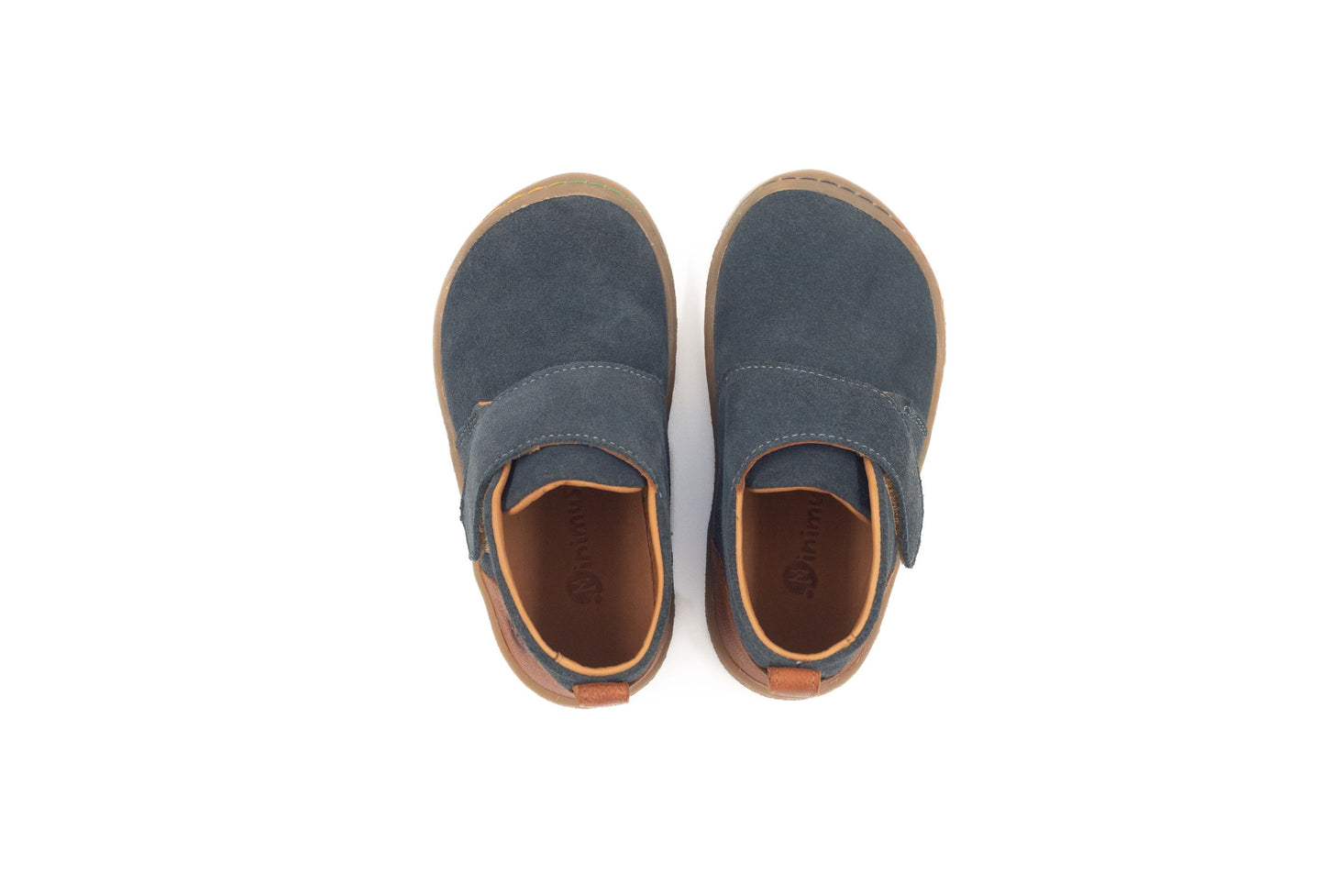 Barefoot Leather Ankle Boots for Kids “Partridge" (aqua/tan)