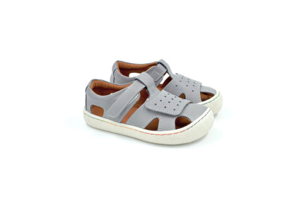 Barefoot Leather Sandals for Kids "Sanderling NEW" (grey)