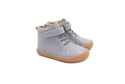 Barefoot Leather Ankle Boots for Kids “Jay Lite 2" (grey)