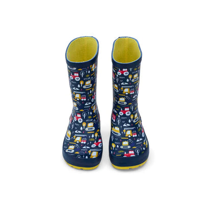 Kids Wellie Bare Multi Prints (tractor blue)
