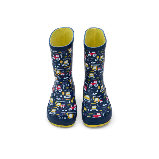 Kids Wellie Bare Multi Prints (tractor blue)