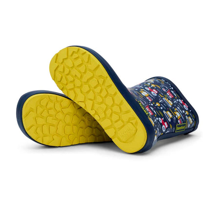 Kids Wellie Bare Multi Prints (tractor blue)