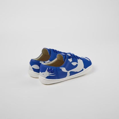 Leather Slip-on Twins (white & blue)
