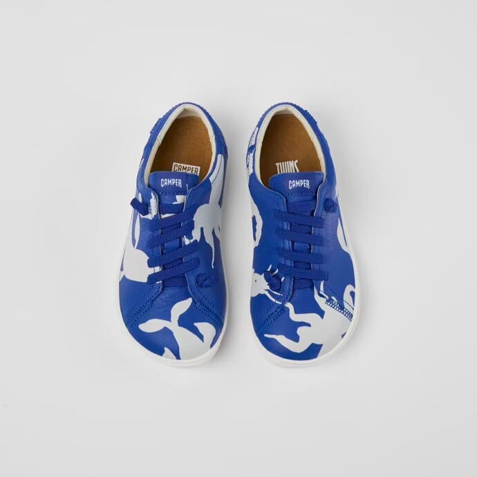 Leather Slip-on Twins (white & blue)