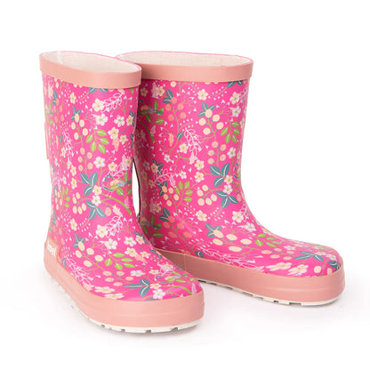 Wellie Kids Bare Solid Prints (flowers fuchsia)