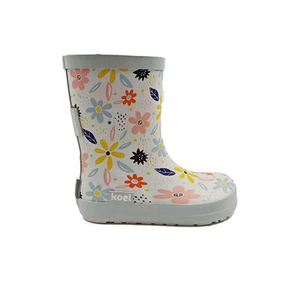 Wellie Kids Bare Solid Prints (white & flowers)