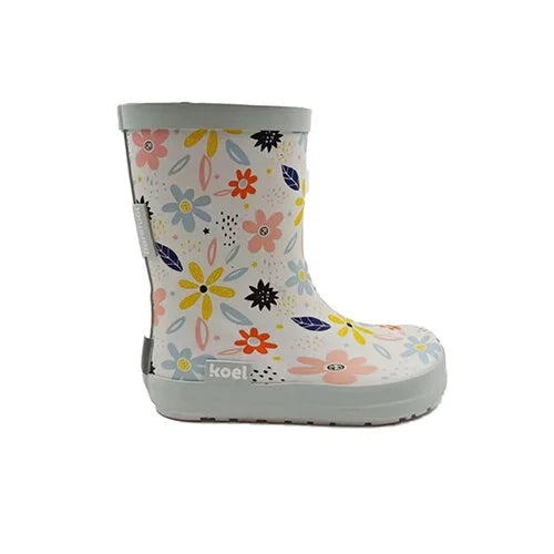 Wellie Kids Bare Solid Prints (white & flowers)