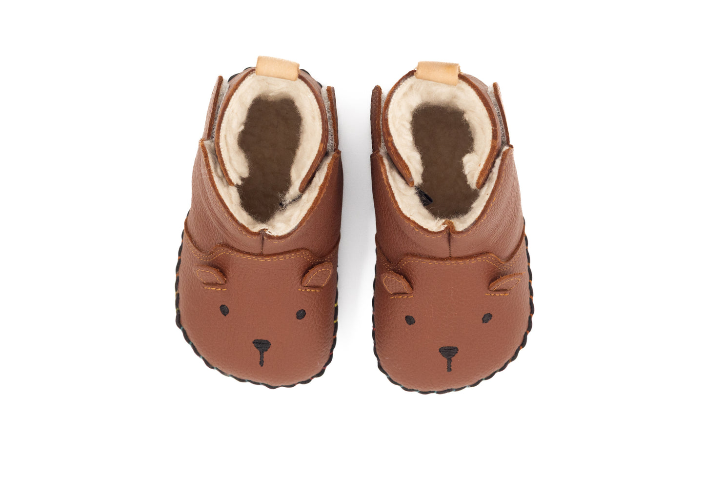 Barefoot Winter Booties For First-walker "Little Bear" (tan)