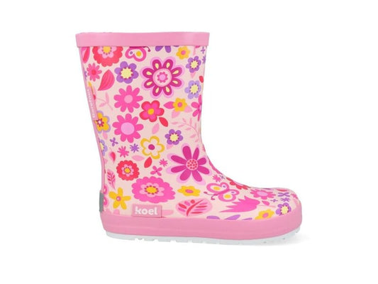 Wellie Kids Bare Solid Prints (flowers fuchsia)