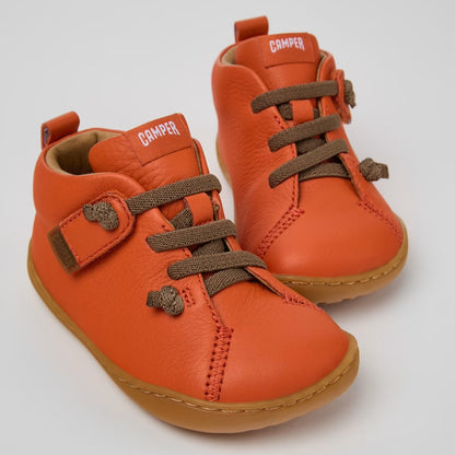 Peu Leather Ankle Boots for Kids (Orange)