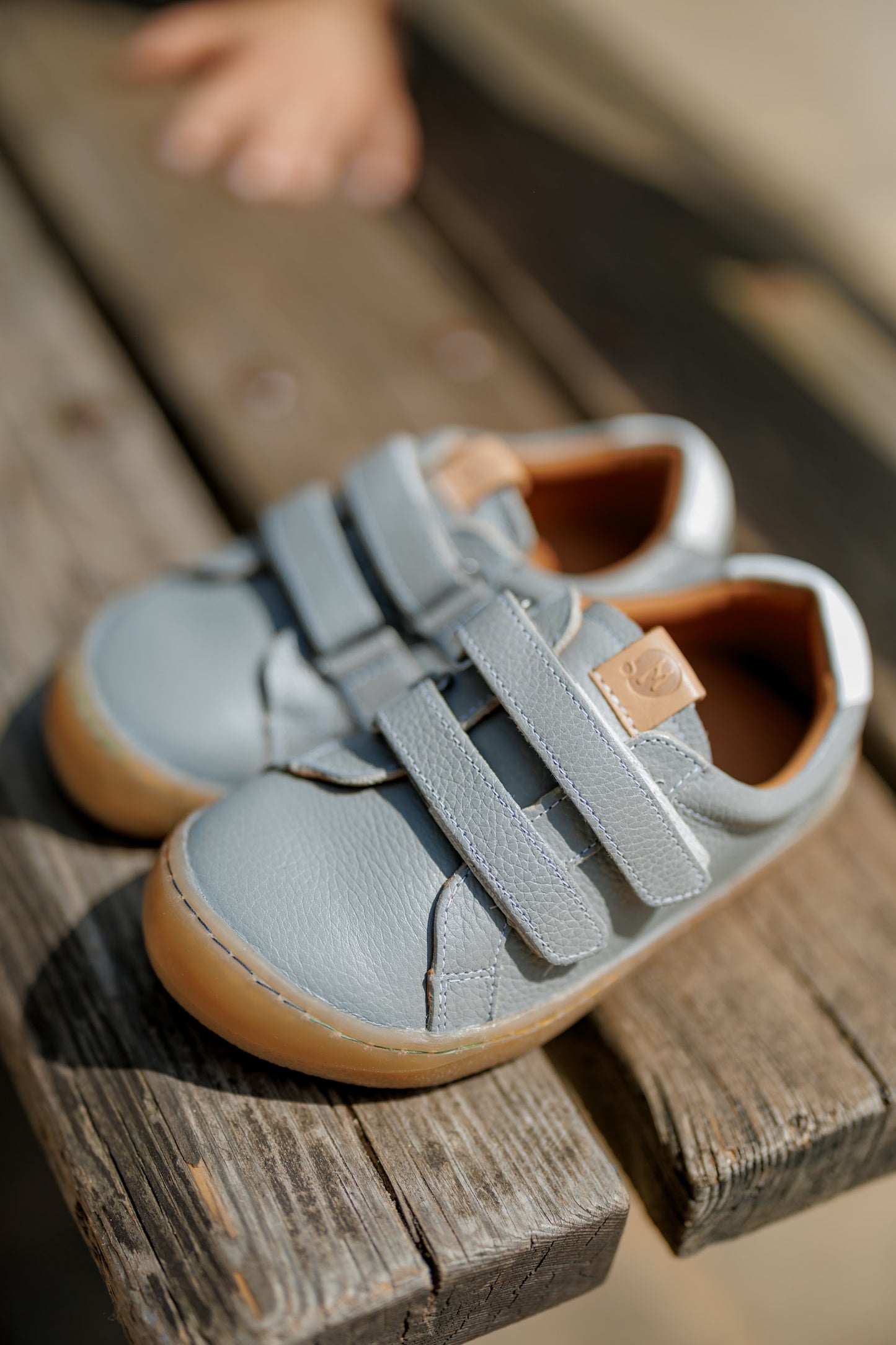 Barefoot Leather Sneakers for Kids "Snipe" (grey)