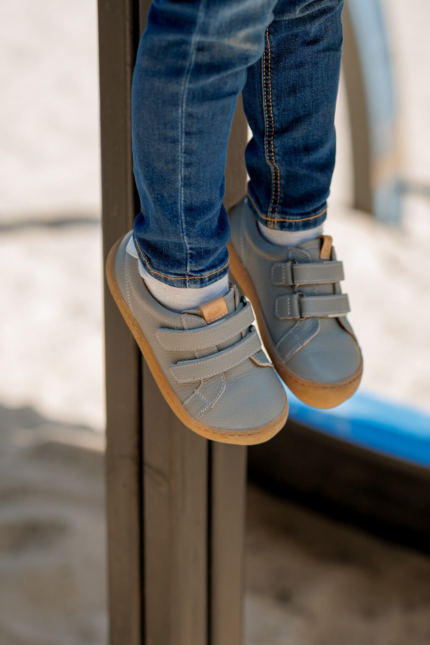 Barefoot Leather Sneakers for Kids "Snipe" (grey)