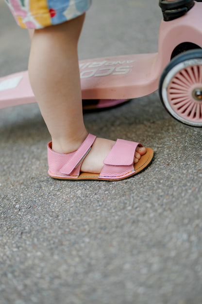 Barefoot Leather Sandals for Kids "Sparrow" (bright pink)