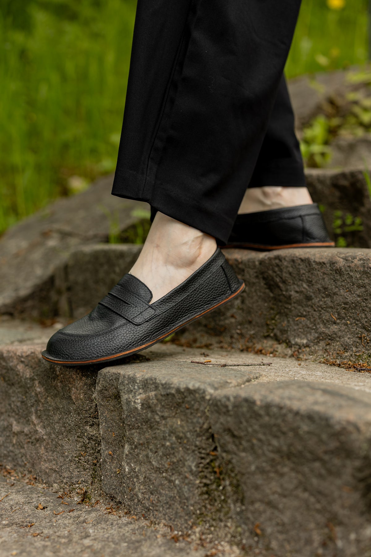 Women's Barefoot Leather Loafers "Dunlin" (black)