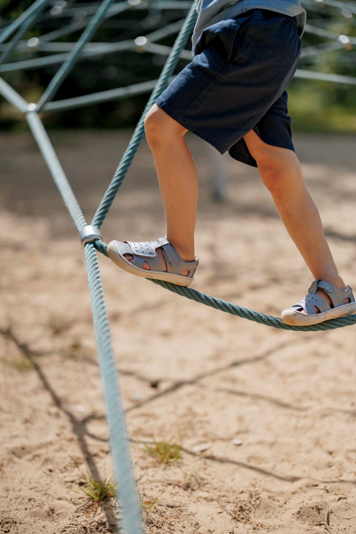 Barefoot Leather Sandals for Kids "Sanderling NEW" (grey)