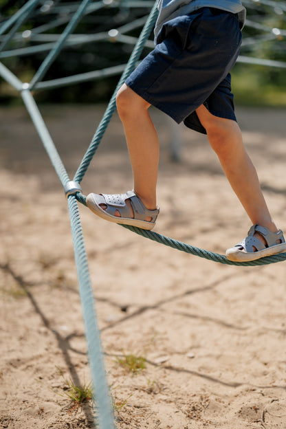 Barefoot Leather Sandals for Kids "Sanderling NEW" (grey)