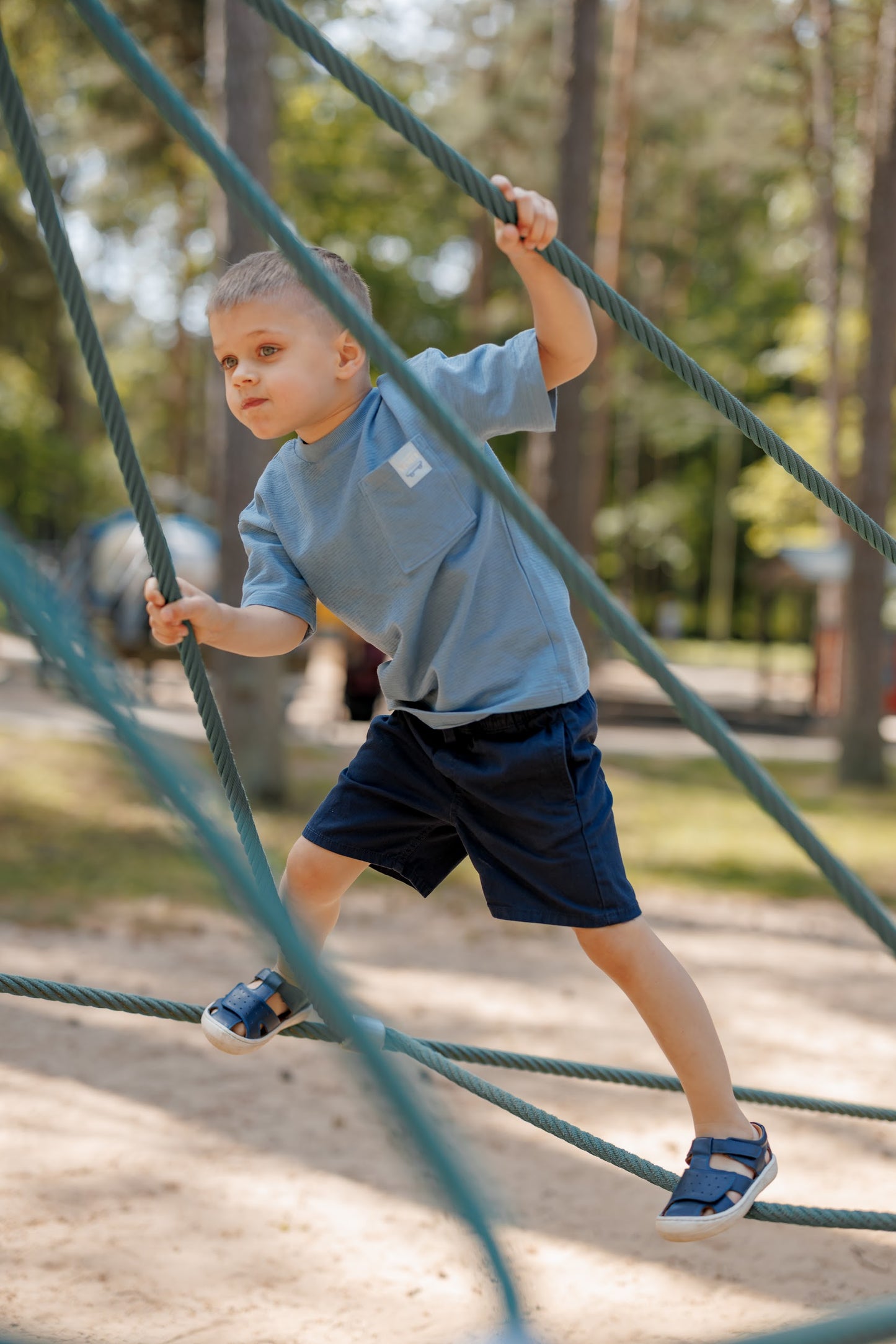 Barefoot Leather Sandals for Kids "Sanderling NEW" (blue)