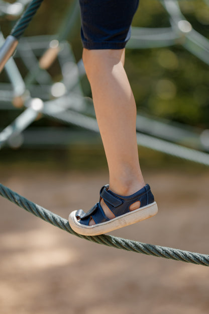 Barefoot Leather Sandals for Kids "Sanderling NEW" (blue)