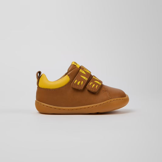 Twins Leather Kids' Sneakers (brown & yellow)