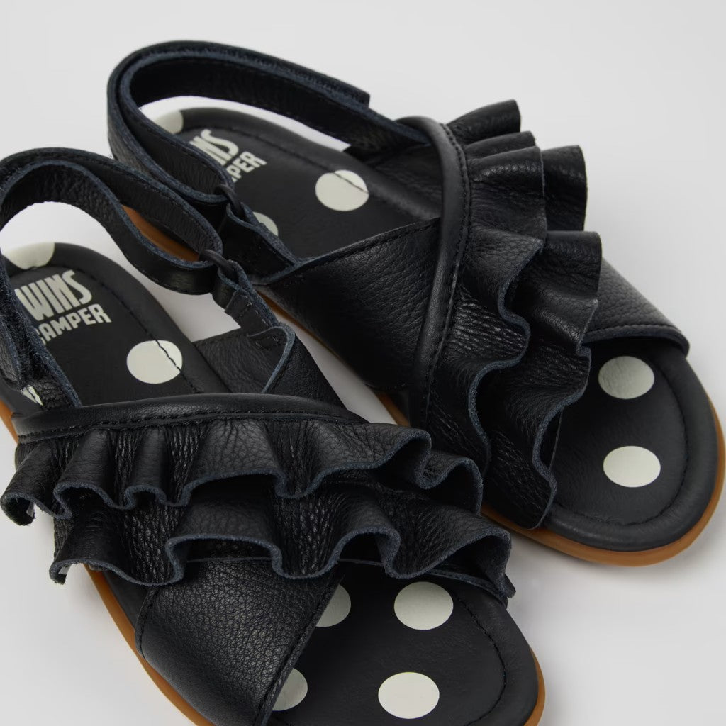 Twins Leather Sandals For Kids (black)
