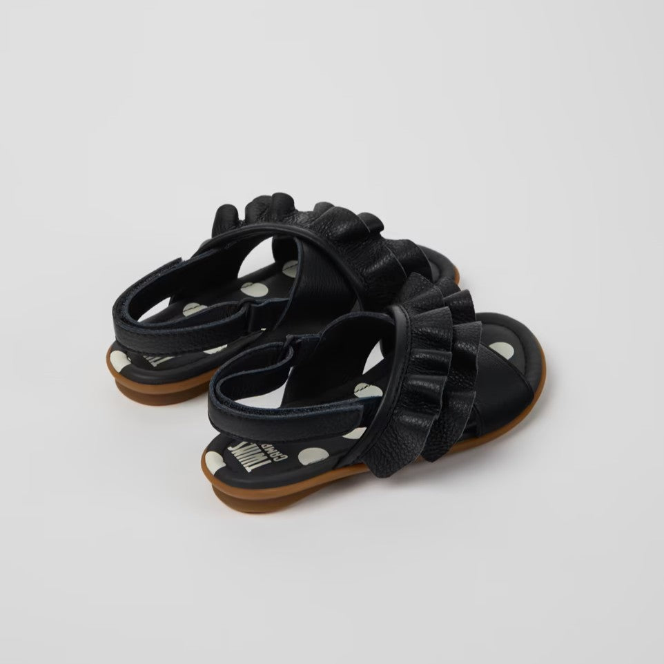 Twins Leather Sandals For Kids (black)
