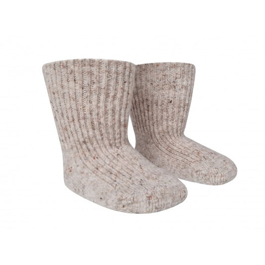 Vegateks Alpaca Wool and Silk Ribbed Socks for Kids (Sand Melange)