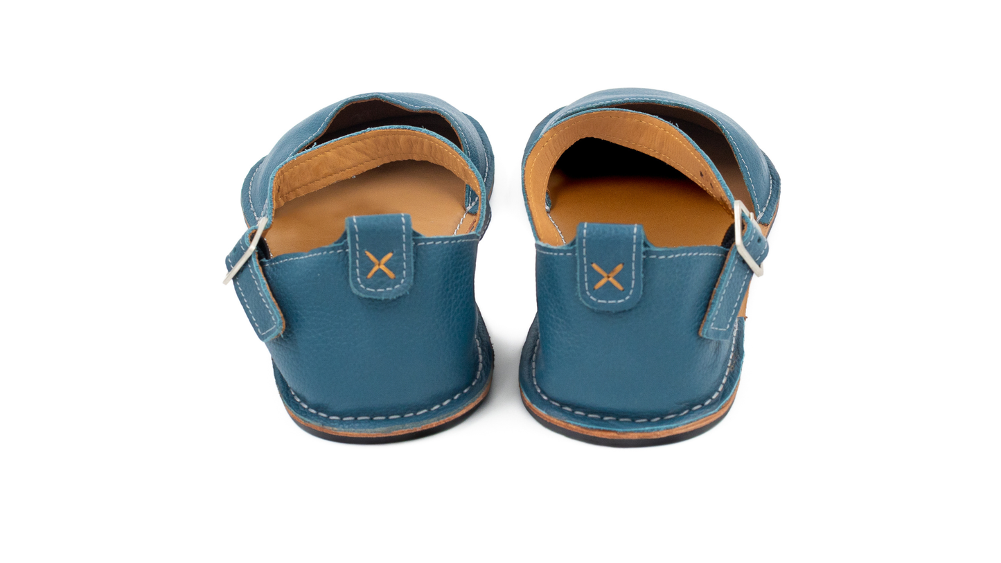 Barefoot Leather Sandals for Women "Crane'' (transformative teal)