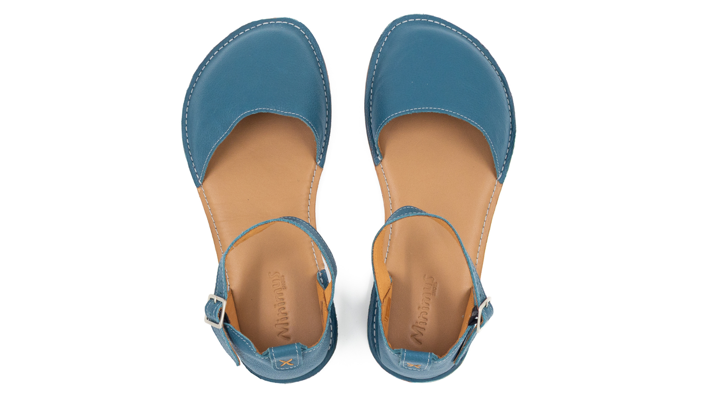 Barefoot Leather Sandals for Women "Crane'' (transformative teal)
