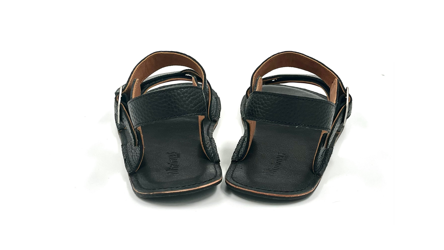 Barefoot Leather Sandals ''Heron'' (black)
