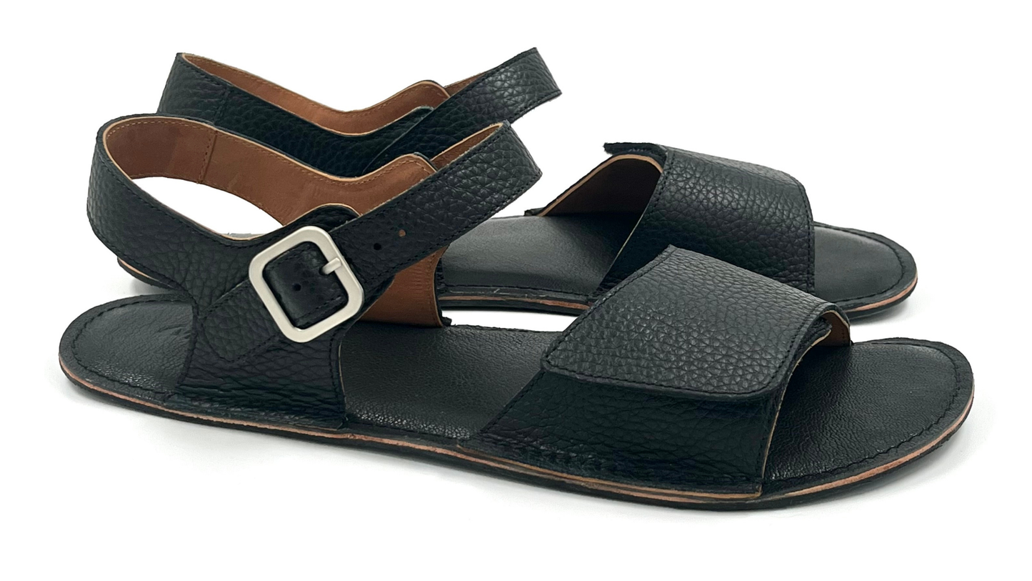 Barefoot Leather Sandals ''Heron'' (black)