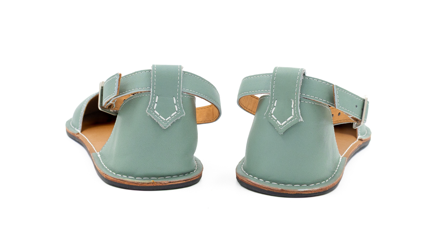 Barefoot Leather Shoes for Women "Teal" (sage green)