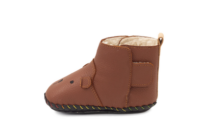 Barefoot Winter Booties For First-walker "Little Bear" (tan)