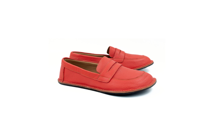 Women's Barefoot Leather Loafers "Dunlin" (poppy red)