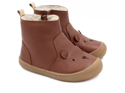 Barefoot Leather Winter Boots for Kids "Bear Boots" (tan)
