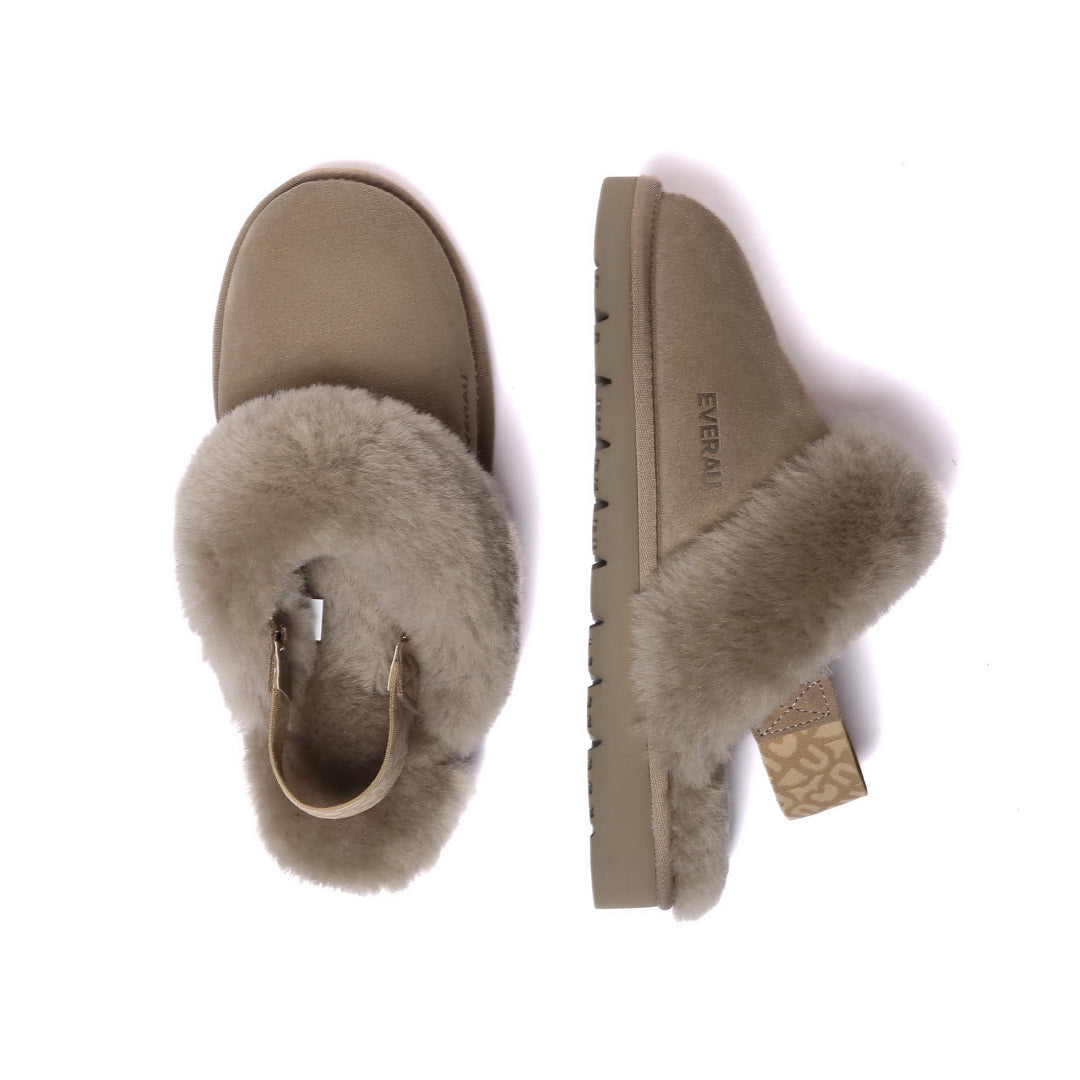 Everau Pelican sieviešu siltās čības brūnā krāsā, skats no augšas | Everau Pelican women's warm slippers in brown, top view
