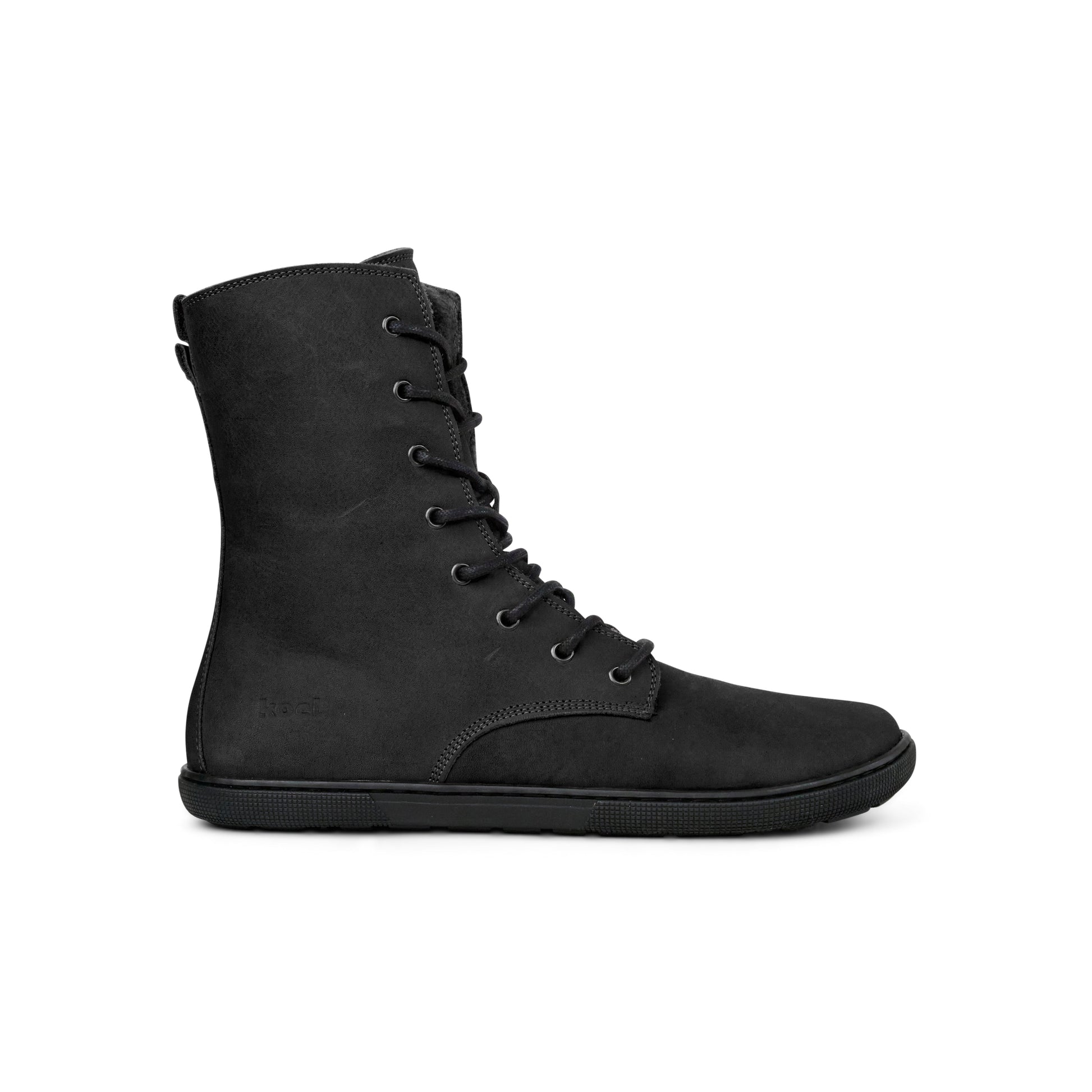 Black Koel Faro Lambswool women's barefoot boot side view