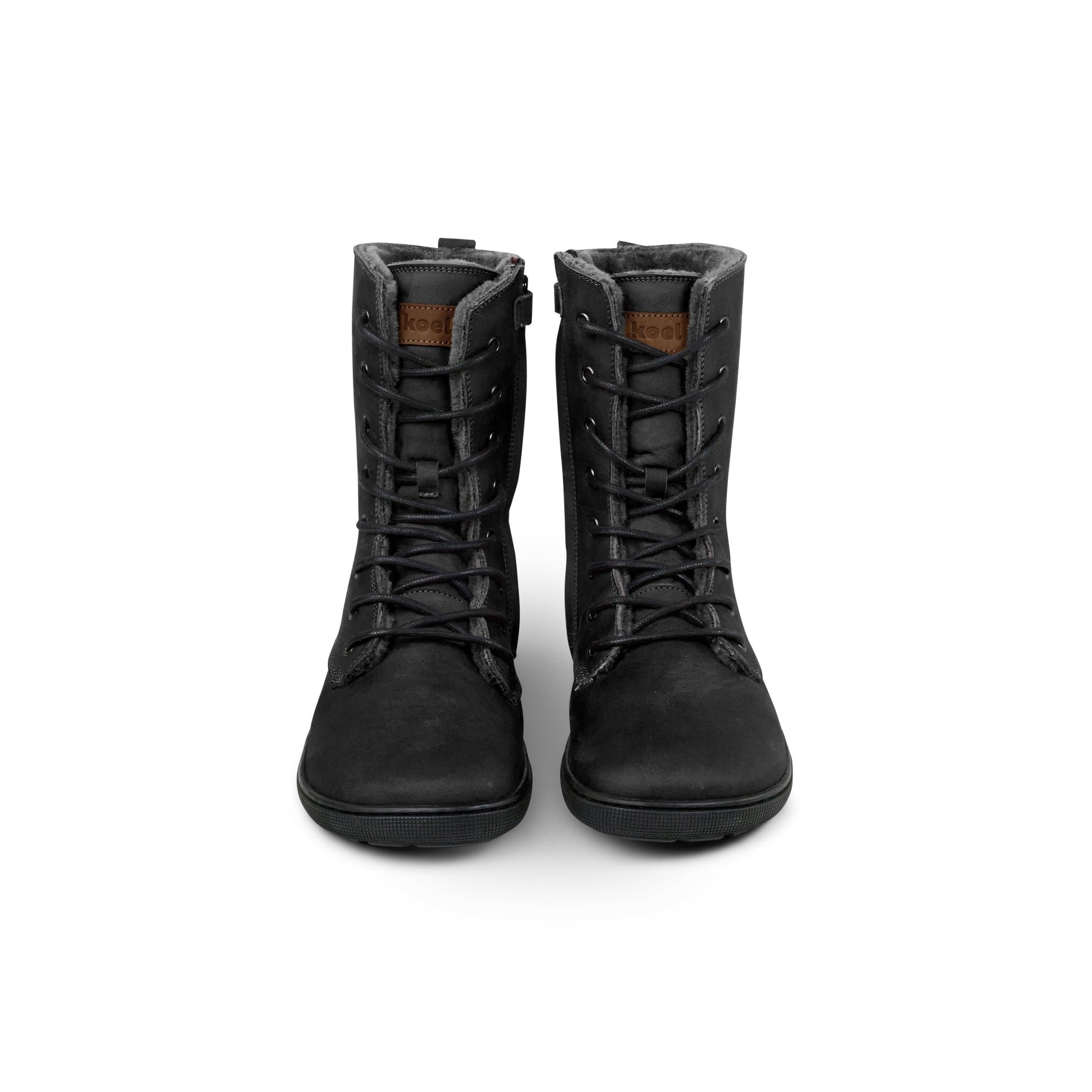 Black Koel Faro Lambswool women's barefoot boots front view