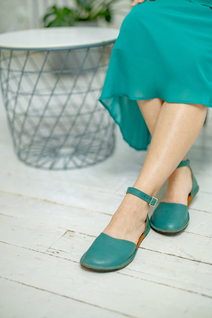 Barefoot Leather Shoes for Women "Teal" (teal)