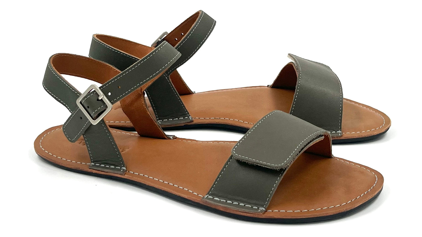 Barefoot Leather Sandals for Women "Ibis" (moss green)