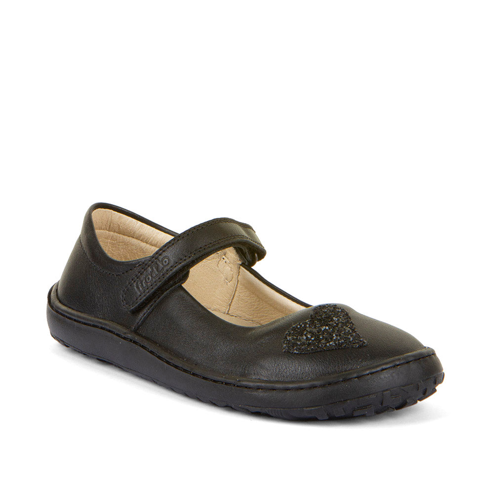 Froddo Nina H black children's barefoot ballerinas, angled view