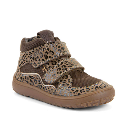 Froddo Tex Autumn bēši bērnu baskāju puszābaki ar leoparda rakstu, leņķa skats