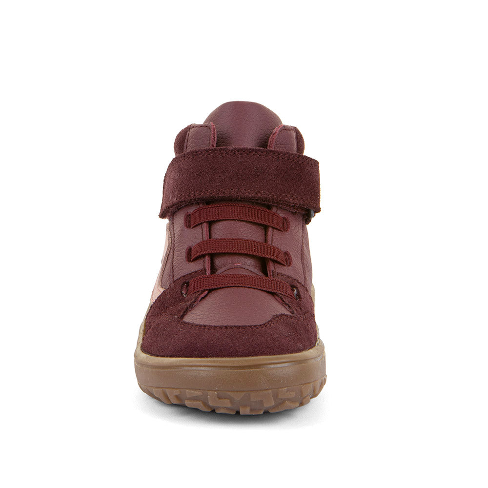 Froddo Tex Go bordeaux children's barefoot ankle boots, front view