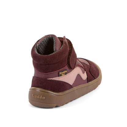 Froddo Tex Go bordeaux children's barefoot ankle boots, rear view