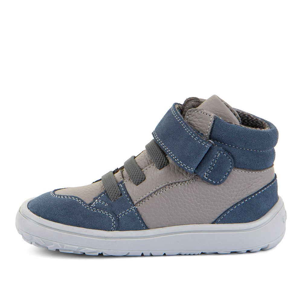 Froddo Tex Go grey and blue children's barefoot ankle boots, other side view