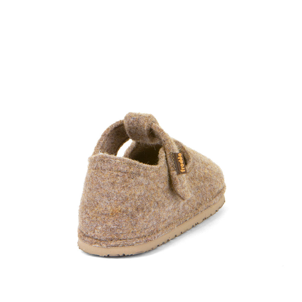 Froddo Flexy Wooly beige children's barefoot slippers, rear view